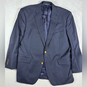 Brooks Brothers 1818 Madison 46R Saxon Midnight Blue Blazer with Gold Buttons